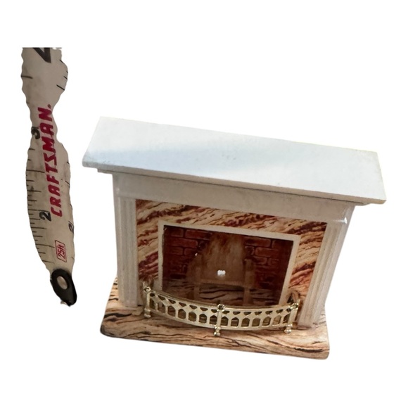 Vintage Lundby dollhouse Miniature Marble look Fireplace with Gold Accents - Picture 4 of 4